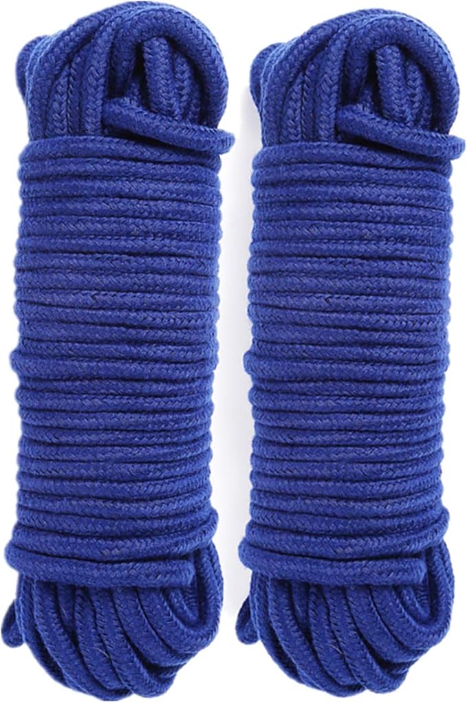 wschic 2 件套柔软棉质绳子,耐用舒适多用途绳(蓝色) : 亚马逊中国